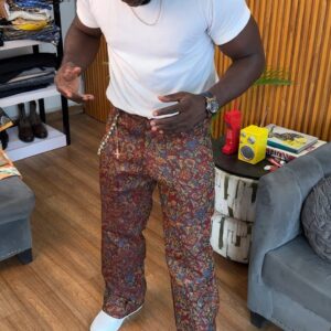 Burgundy Multi-Tone Paisley Tapestry Pants
