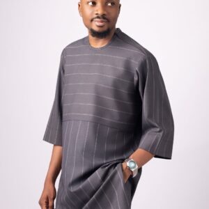 Grey Chalk Stripe Kaftan