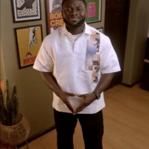 White Polo Shirt with Abstract Patch Detail